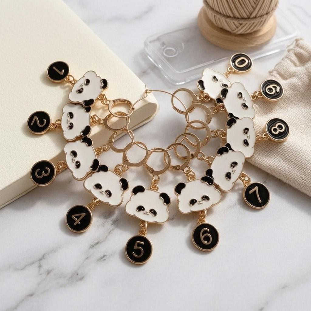 10 Pieces Stitch Markers with Panda Charm Enamel Crafting Accessories Colorful