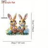 2D Flat, Easter Cute Rabbit Acrylic Desktop Decoratio, with Base, Suitable for wall decoration, porch, room, villa, accents Home, Hallway, or Workplac