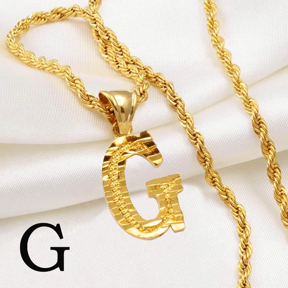 Anniyo AZ Letters Kettingen Dames Heren Verguld Initial Hanger Touwketting Engelse Letter Sieraden Alfabet Afrikaans #058002B