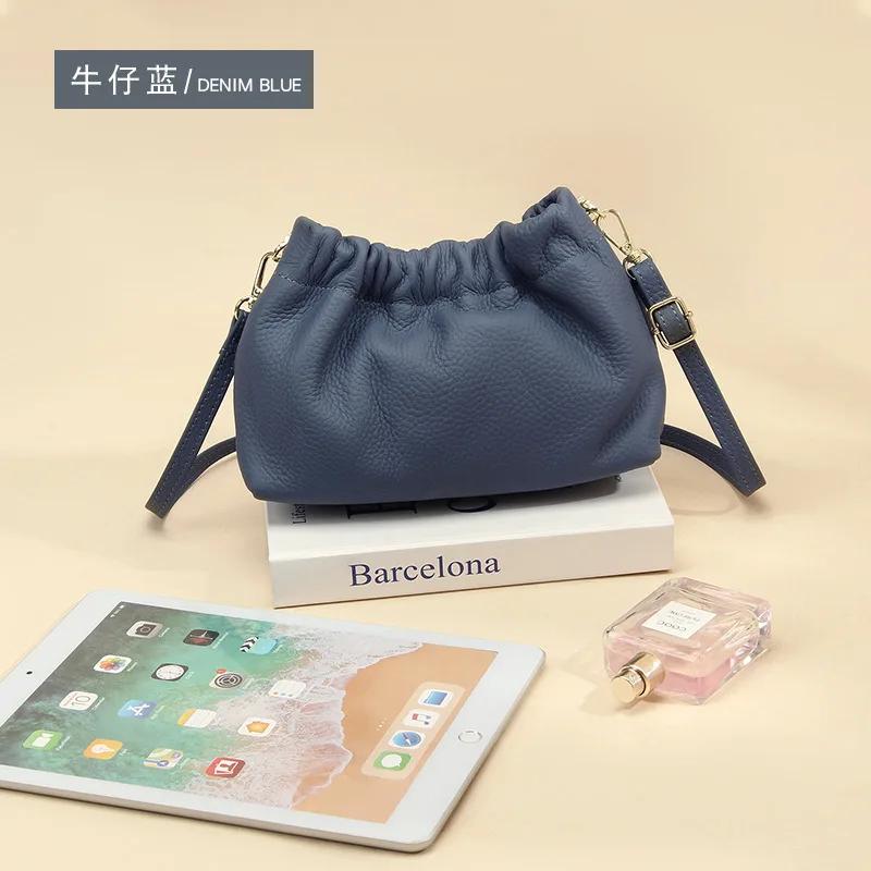 Cloud Clutch Purses for Women Dumpling Bag Soft Genuine Leather Underarm Bag Cowhide Handbag Small Flap Crossbody Bags