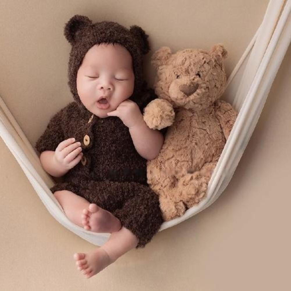 With Hat Newborn Photo Prop Outfit Bear Design Photography Outfit Set  for Newborn
