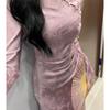 2026 Spring Collection: High-End Exquisite Women's Qipao Dress in Purple with Frog Buttons