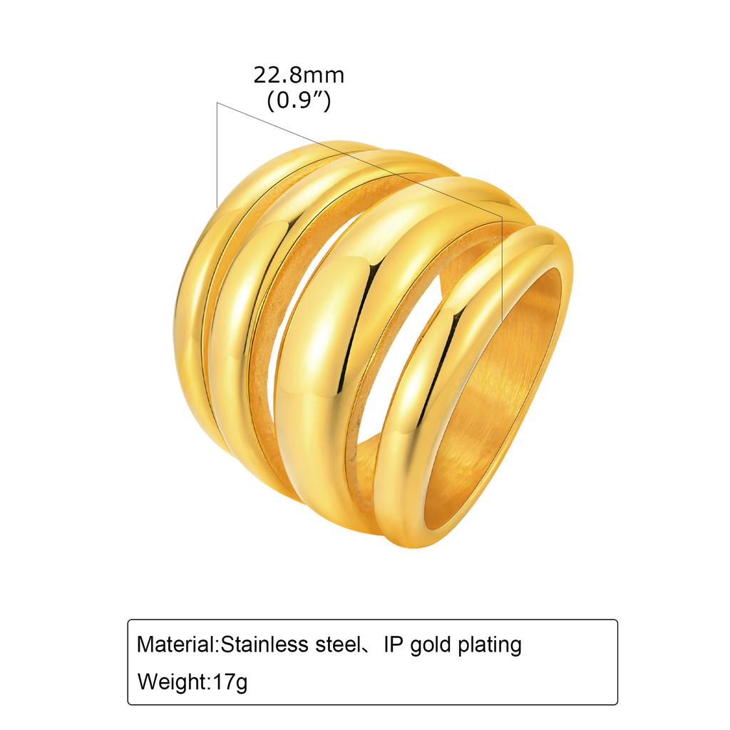 Multilayer Geometric Rings for Couples Vintage Creative Gold Color Ring Party Jewelry Gift Stainless Steel Personalized Design