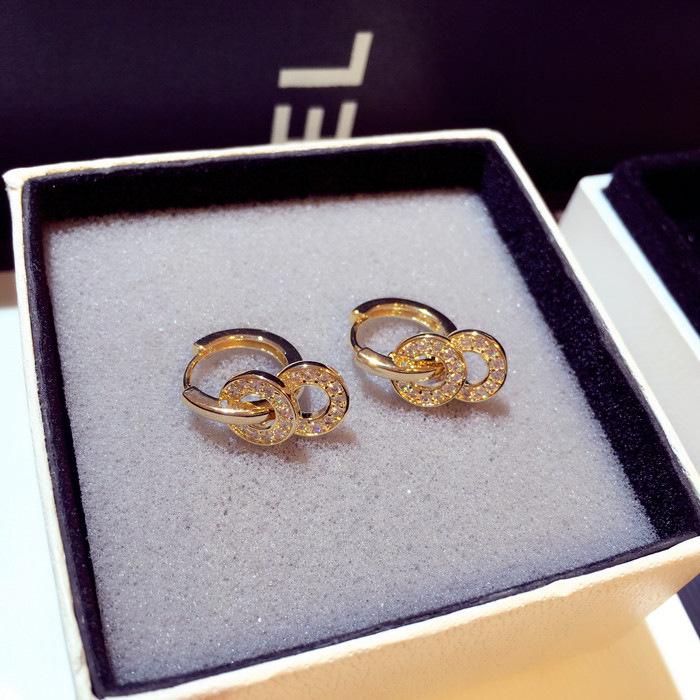 Koreanische Zirkon-Kreis-Ohrringe - Trendige auffällige Clip-Ons für Damen E001965