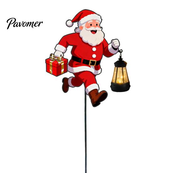 Outdoor Holiday Stake Lights 1/2Pcs Holding Lantern Santa Light, Christmas Snowman Solar Lamp with Claus Stake, Decorative Light for Garden Yard Lawn