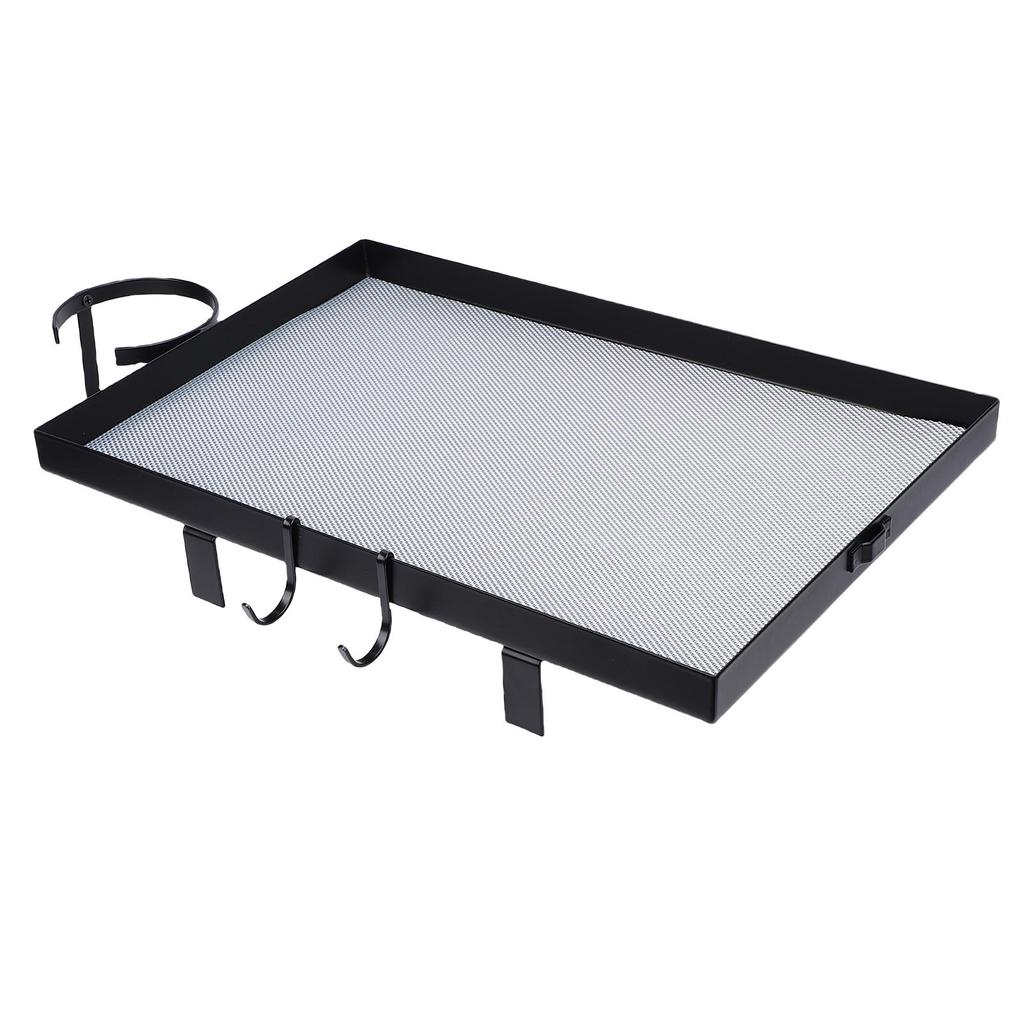 Bedside Shelf with Cup Holder Carbon Steel Bunk Bed Tray Clip On Nightstand with Hooks for College Dorm Room Table Storage