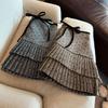 Women's High-Waist Polka Dot Woolen Pleated A-line Short Skirt for Autumn/Winter