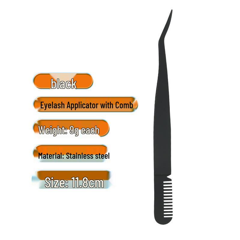 Stainless Steel Eyelash Curler with Fine Tip Tweezers & Eyebrow Comb