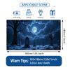 1pc Horror Cemetery Halloween Night Garage Door Cover with Tombstone  Full Moon and Haunted House Design - Easy to Install