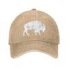 Used Buffalo Baseballkappe Retro Bison-Print Gewaschene Baumwolle Verstellbare Freizeitkappe