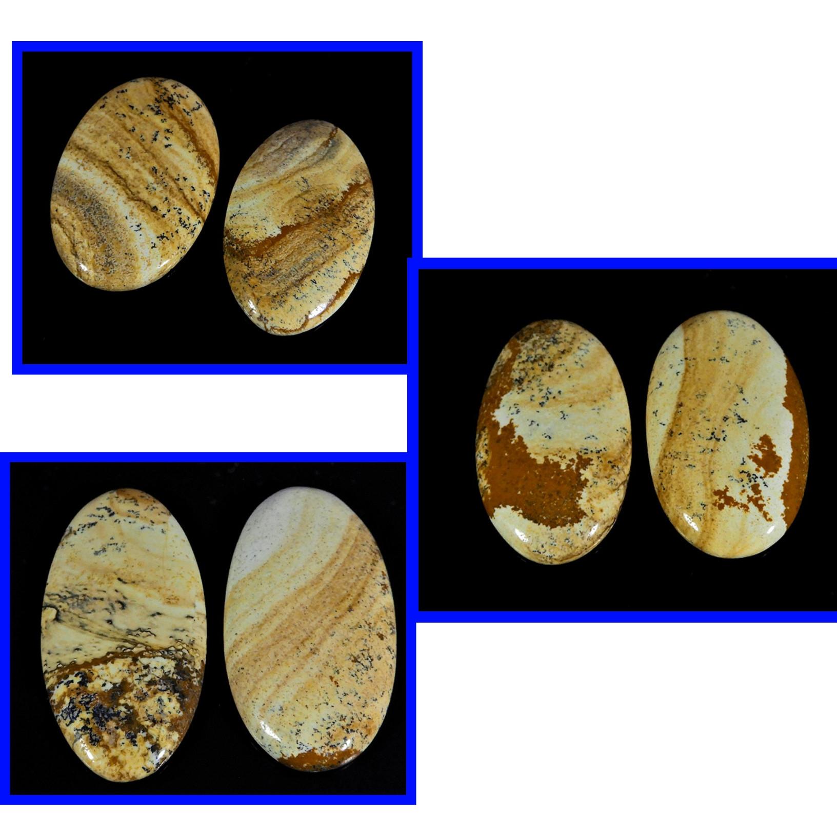 

350Cts. Natural Picture Jasper Oval Cabochon loose Gemstone 6Pcs Lot 43-49MM RQ-983