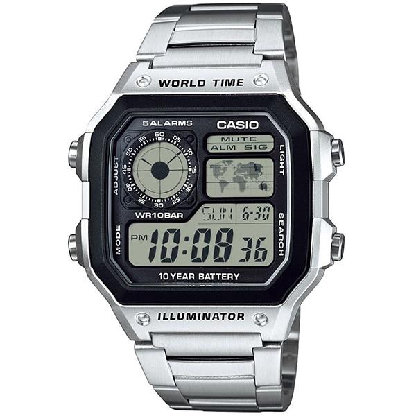 

CASIO Мужские часы AE-1200WHD-1AJF [CASIO Collection AE-1200 Metal Band] Квадратные часы Серебряный Смола Цифровые
