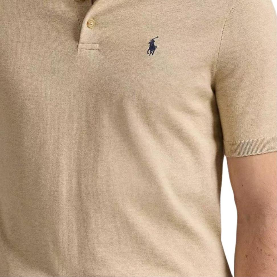 Polo Ralph Lauren Solid Color Pony Embroidered Straight Fit Short Sleeve Polo Shirt Men Tops Khaki 710950158-006
