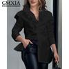 GMXIA Moda Feminina Casual Lazer Manga Comprida Blusas e Camisas Gola POLO