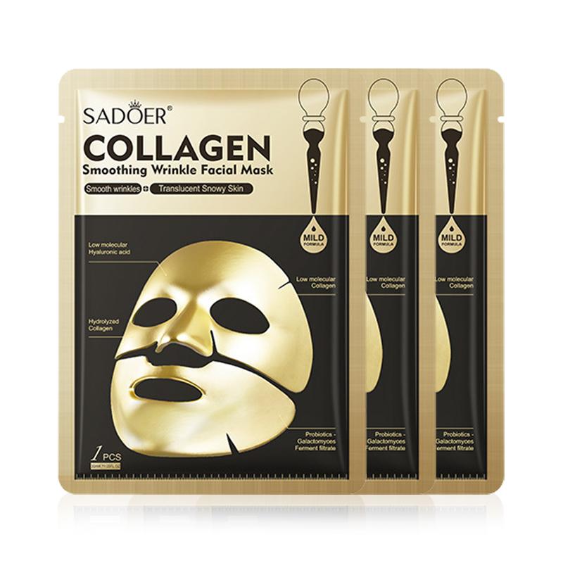 SADOER Maschere Viso al Collagene Dorato Idratanti Anti-Età Antirughe Maschera Viso in Foglio Maschere al Collagene Prodotto per la Cura della Pelle