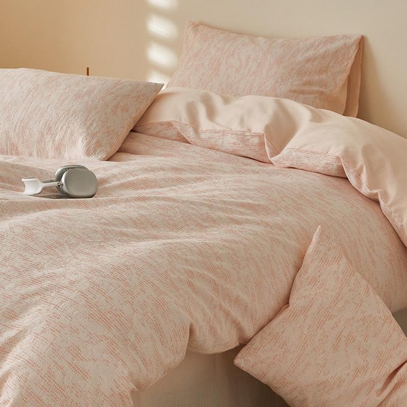 High-end Rope Threading Jacquard Bedding Set 100% Cotton Skin-friendly Breathable Queen Duvet Cover Set with Sheets Quilt Cover