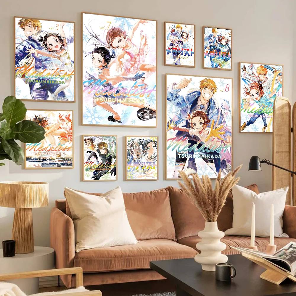 Anime Classic Medalist Vintage Posters Sticky Retro Kraft Paper Sticker DIY Room Bar Cafe Kawaii Room Decor