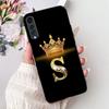 For LG Velvet 4G 5G UW Back Cover For LG Velvet 5G UW Case Fashion Luxury A-Z Letters Crown 2D Painted Soft Black Phone Case