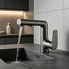 Qidanna Gunmetal Gray Pull-out Swivel Bathroom Faucet