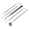 5pcs Dental Tools Pick Hygiene Set Plaque Remover Stainless Steel Tooth Scraper Teeth Cleaning Tools with Oral Mirror