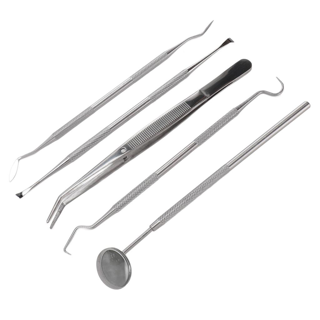 5pcs Dental Tools Pick Hygiene Set Plaque Remover Stainless Steel Tooth Scraper Teeth Cleaning Tools with Oral Mirror