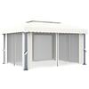 VidaXL Tonnelle avec rideau 4x3 m Blanc crème Aluminium