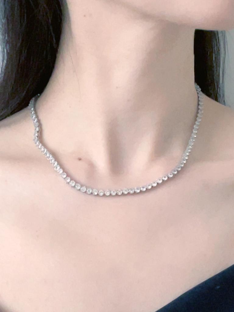 Elyona Round Setting Tennis Chain Necklace Cubic Zirconia (Gold/Silver) Daily Layering Luxury Style