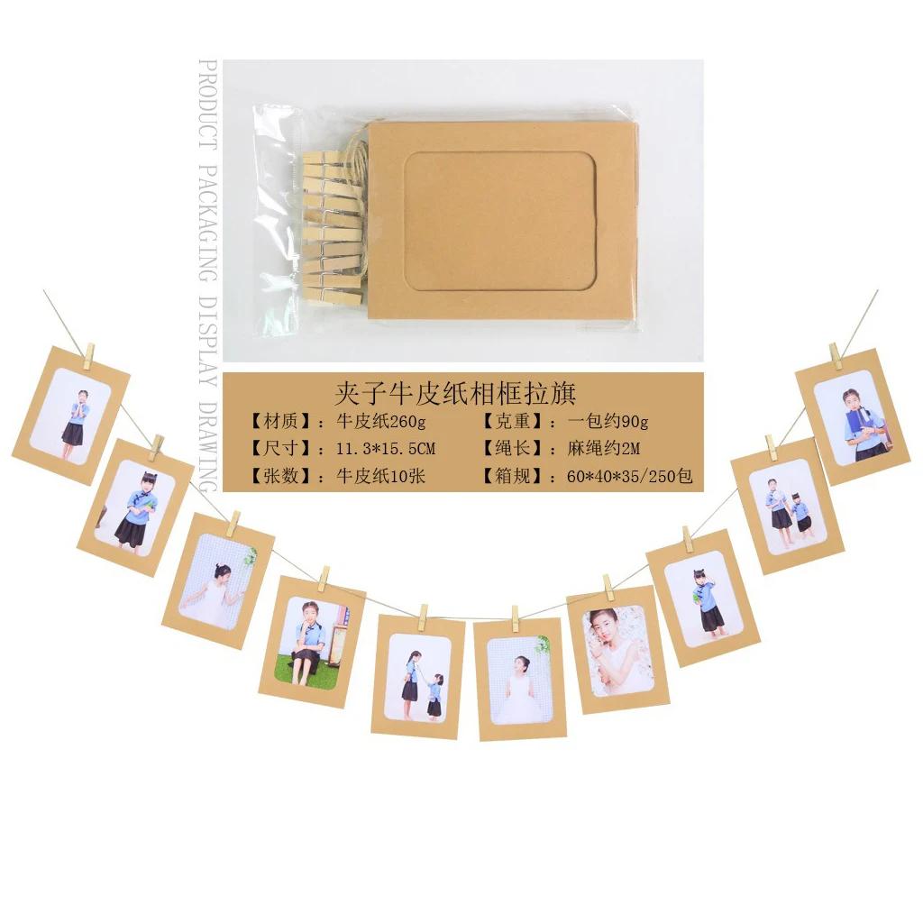 Colorful Clip Photo Frame Banner Creative Ins Hot Girl's Bedroom Decorative Photo Banner Children's Room Wall Garlands Decor