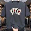Herren Sommer 100% Reine Modische Lässige Lockere Sportliche Poker Karten Muster Gedrucktes Rundhals Kurzarm T-Shirt Top