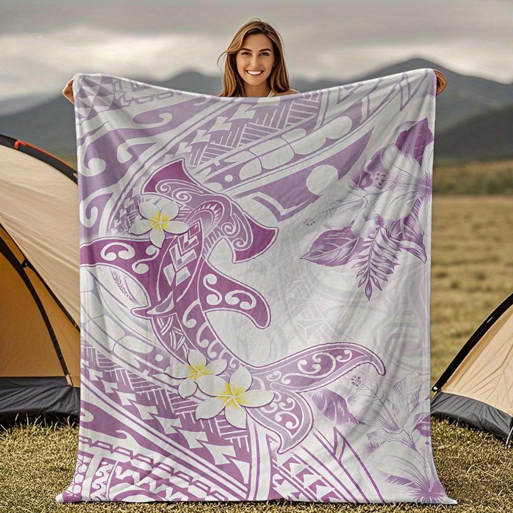 

Polynesian tribal patterns Blanket for Sofa Bed Travel Camping Living Room Office Conditioning Blanket for All Seasons Gifts 75x90cm