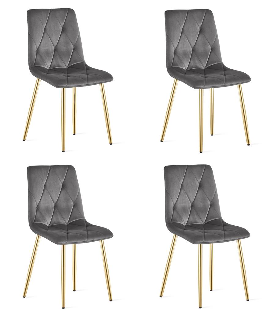 Libra Chair - Dark Gray Velvet / Gold Legs X 4