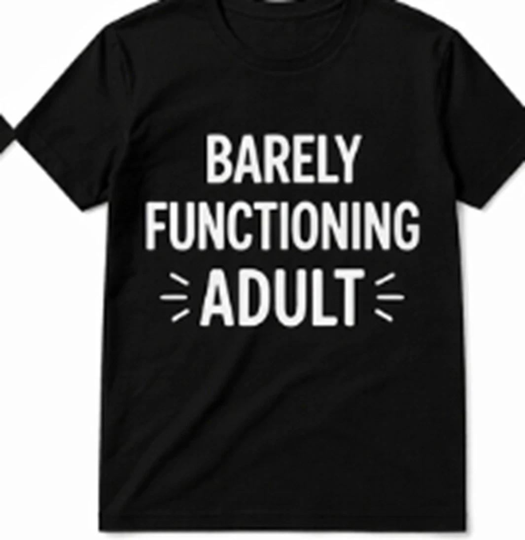 Barely Functioning Adult  Funny T shirt Tee XXXL