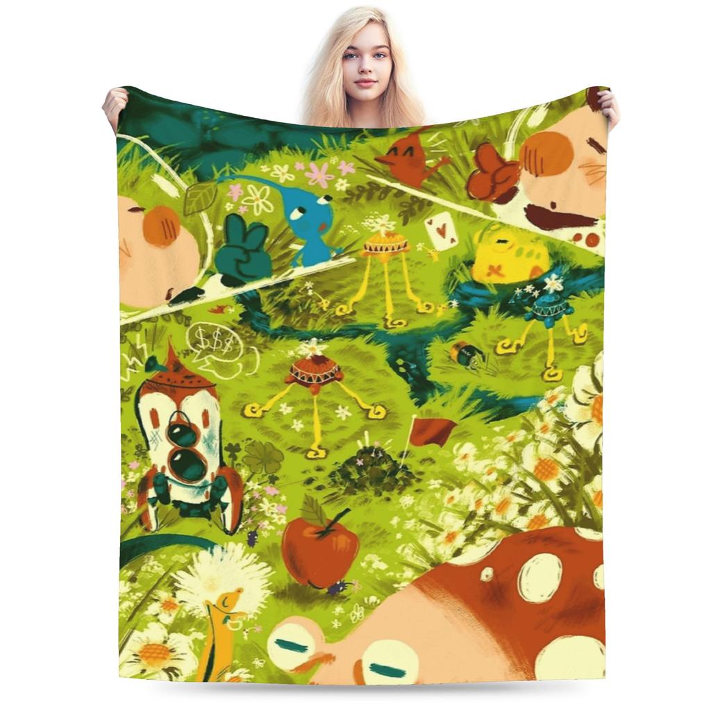 Funny Pikmin Game Plush Blanket Students Flannel Bedding Throws For Home Decor Super Warm Custom Quality Bedspread Gift Idea