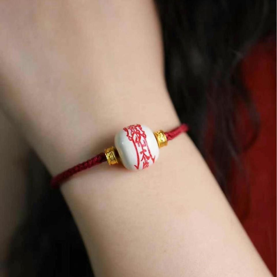 Mammoth Ivory Tai Sui Old-Style Spacer Bead Wenwan Rosary Bracelet