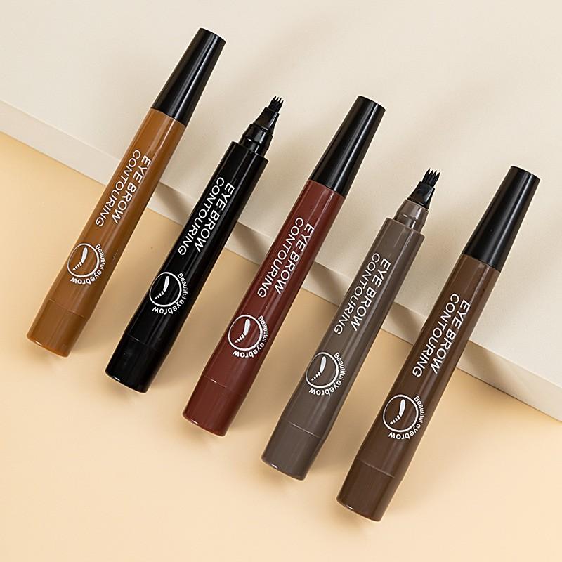 4 Points Eyebrow Pen Waterproof Fork Tip Professional Eyebrow Tattoo Pencil Long Lasting Fine Sketch Liquid Eye Brow Enhancers