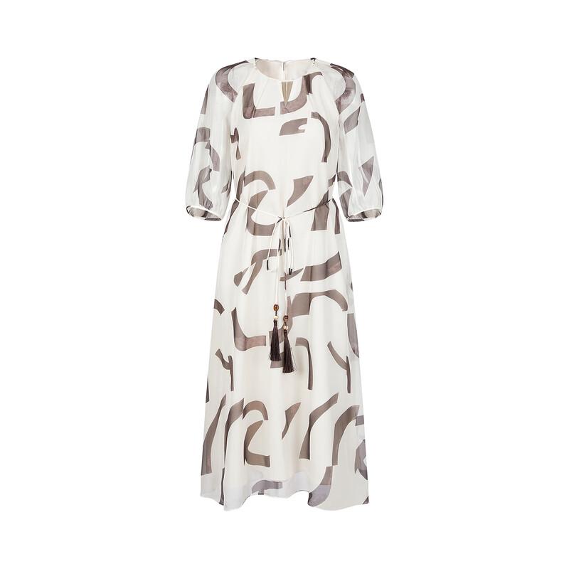 Juzhi Annaco Geometrisches Chiffon-Midikleid
