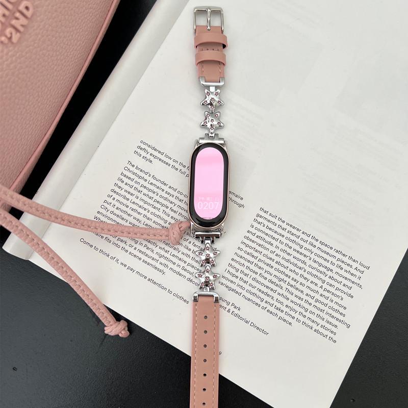 Luxury Leather Butterfly Strap For Xiaomi Mi Band 9 8 Smartwatch Band For Mi Band 8 9 Pro Sport Bracelet Wristband Replacement Red Mi Watch 4 Strap