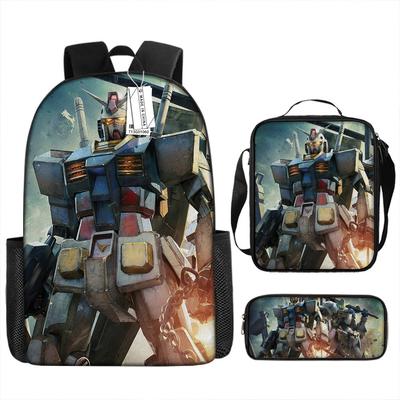 Sac d'école Gundam Mecha Garçons et Élèves d'école primaire Ultra Léger Protection dorsale Sac à dos Garçons Animation Sac à dos pour enfants Ensemble trois pièces
