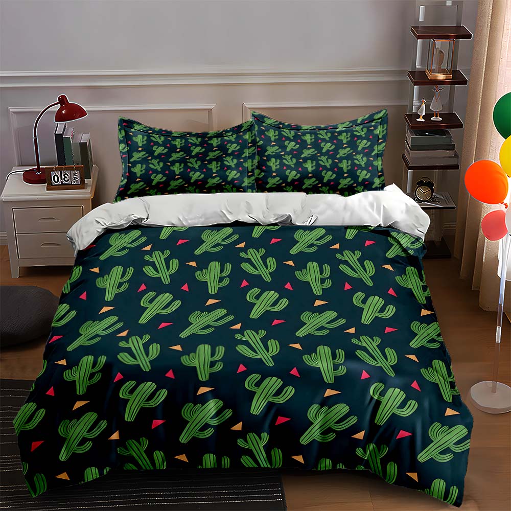 

Green cactus pattern Bedding Duvet cover sets Duvet covers Pillowcases gifts (1 * Duvet Cover 2 * Pillowcases, without duvet insert) 135x200cm