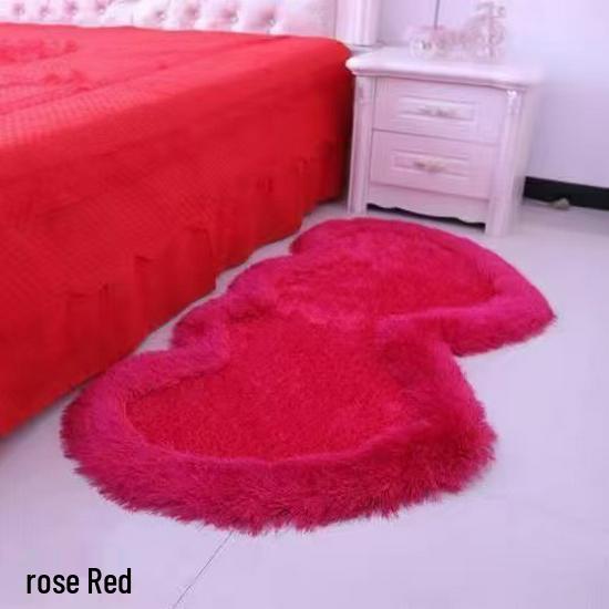 Red Heart-Shaped Non-Slip Wedding Room Floor Mat for Bedroom