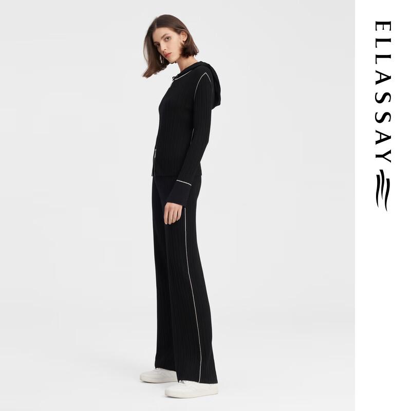 ELLASSAY Women's 100% Merino Wool Ribbed Hooded Knit Sweater