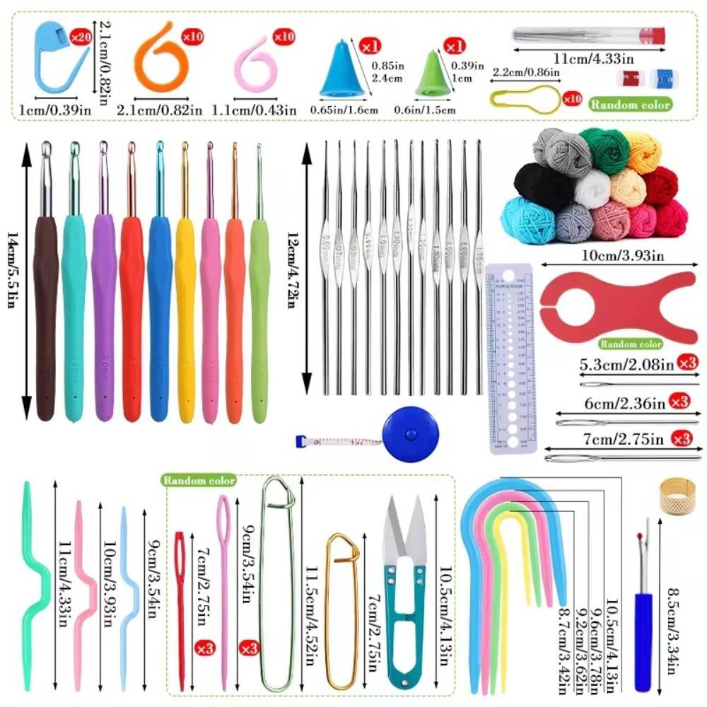 130pcs/set Weaving Accessories Knitting Crochet Hook Set DIY Sewing Tool Women