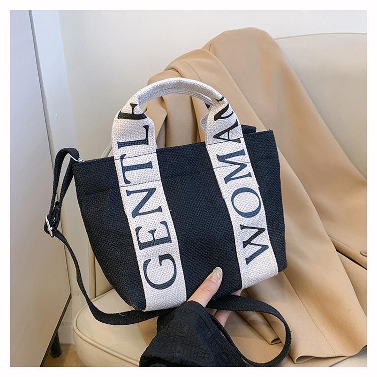 

2025 Новая летняя простая парусиновая сумка-тоут женская большой вместимости сумка-ведро модный рюкзак кроссбоди с надписью