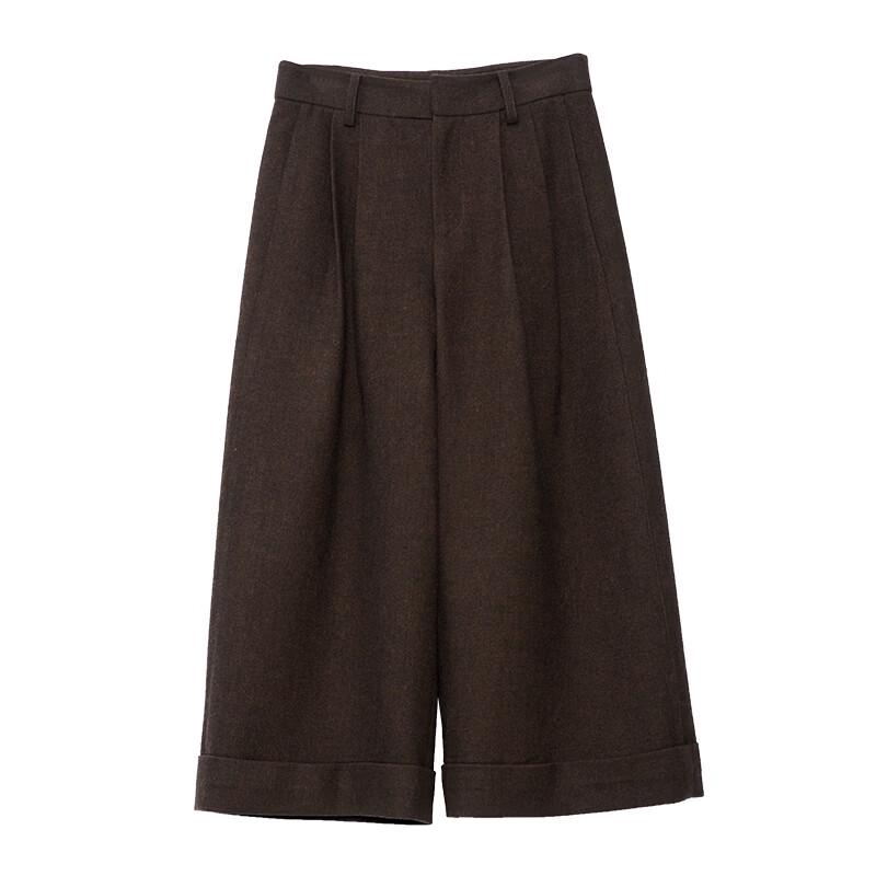 Eimich's Women's High-Waisted Wool-Blend Wide-Leg Cropped Trousers