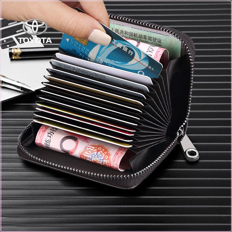 Wallet Driver License Business Card Holder Key Case for Toyota TRD GR Auris Rav4 Yaris Hilux Corolla Prius Avensis Emblem