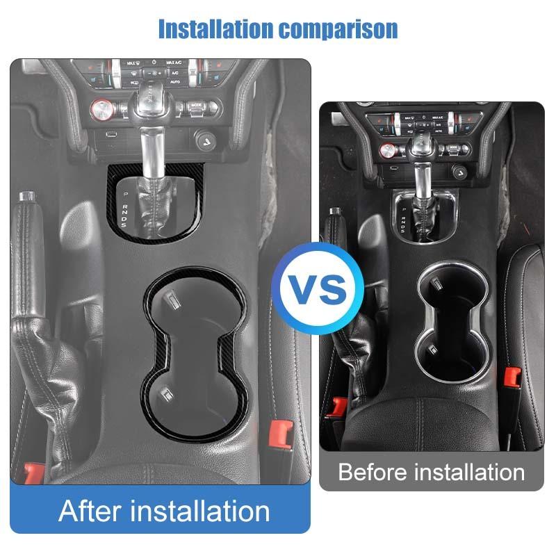 Car Car Front Cup Holder Gear Shift Decorative Ring Cover  For Ford Mustang 2015-2023 Car Interior Acessories