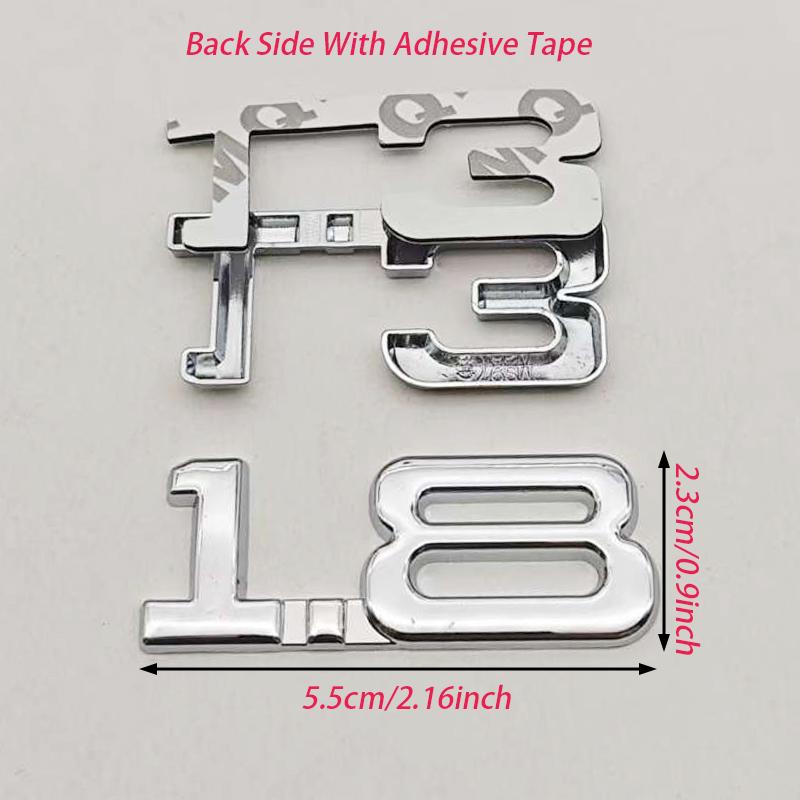 3D Metal Car Displacement 1.3 1.4 1.5 1.6 1.8 T Volume Logo Car Rear Trunk Emblem Badge Vehicle Sticker