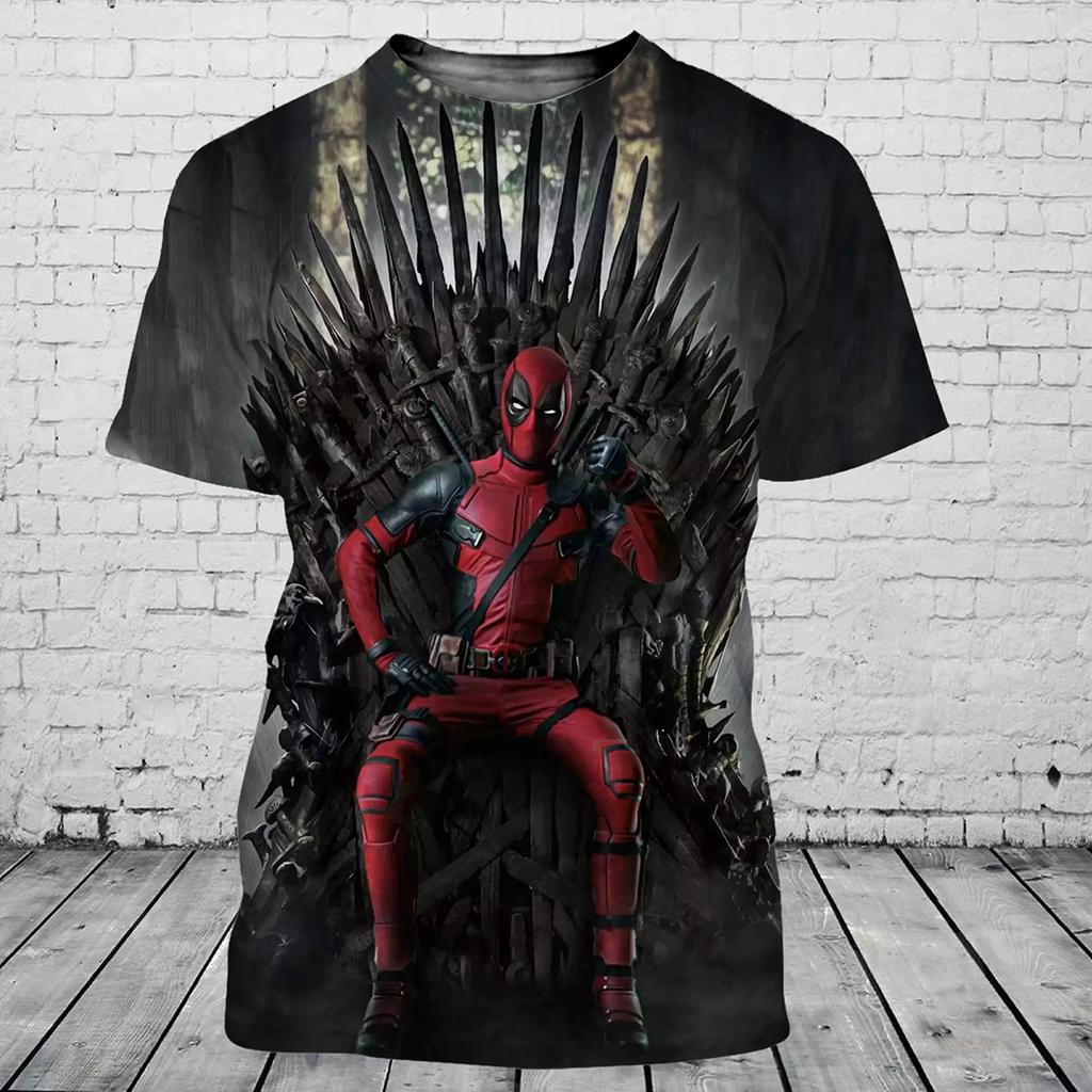 T-shirt minimalista da uomo Deadpool 3D Marvel stampa personalizzata stile casual Harajuku estiva corta traspirante e comoda