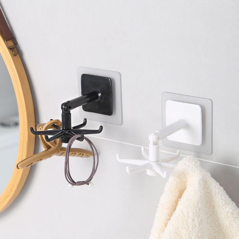 360 Degrees Rotating Hook Punch-Free Kitchenware Storage Rack Clothes Ties Hanging Organizer Holder Bathroom Kitchen Utensils