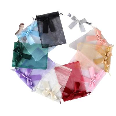 10/20/30pcs Organza Gift Bag Bowknot Christmas Party Wedding Candy Bags Exquisite Jewelry Packing Drawstring Bags Party Supplies